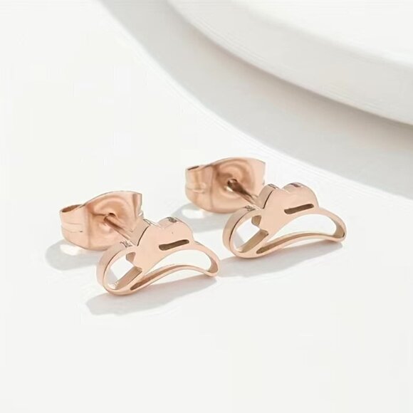 Cowboy Hat Stainless Steel Stud Earrings #809 (Color: Silver) - Picture 7 of 11